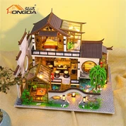 Hongda PC2314 2023 Lastet 디자인 시적인 매력 소녀를 위한 빛을 가진 중국 작풍 나무 Diy 소형 장비